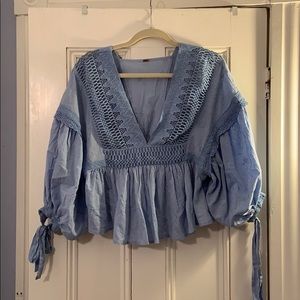 Light blue Longsleeve Free People Blouse